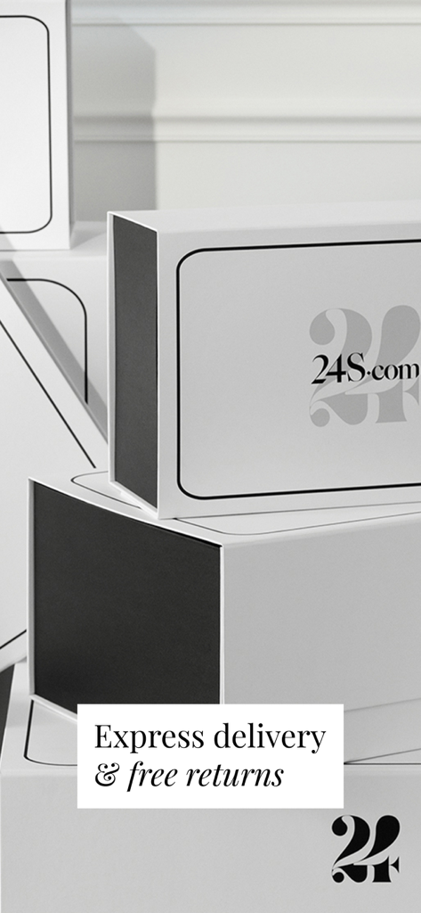 24S: Luxury Fashion Designers - Elegant 24S luxury fashion packaging with express delivery and free returns text