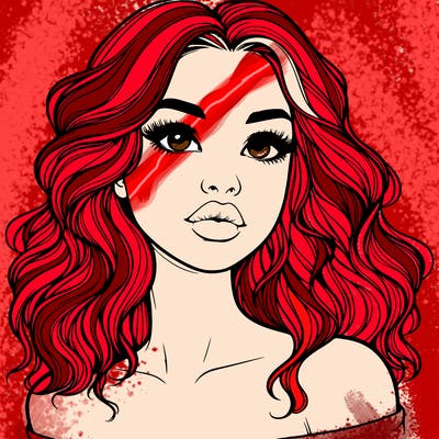 realistic girl with wavy hair and lips