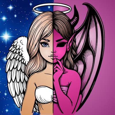 realistic angel half demon