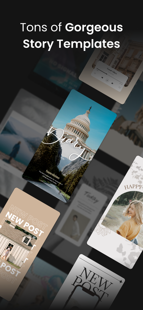 Vivisticker: Story Maker - Una visualizzazione di diversi splendidi e estetici modelli di storie per i social media dall'app Vivisticker.