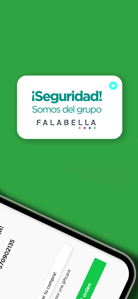 TOTTUS - Security banner in the Tottus app confirming membership in the Falabella group to build user trust