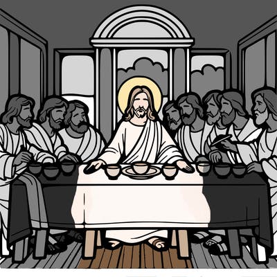 jesus shares the last supper with twelve apostles