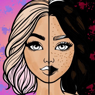 realistic girl split half