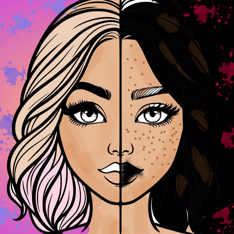 realistic girl split half