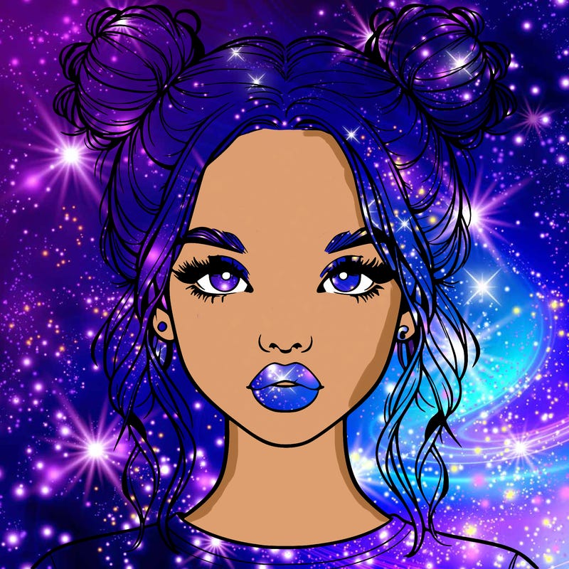 realistic girl with two buns in hair and lips