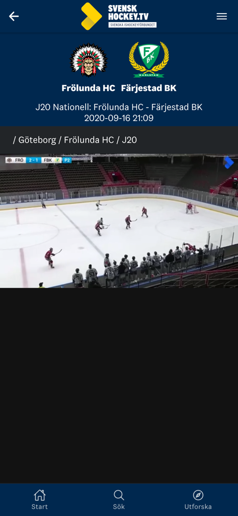Svenskhockey.tv - Live J20 Nationell ice hockey game stream on the Svenskhockey.tv app