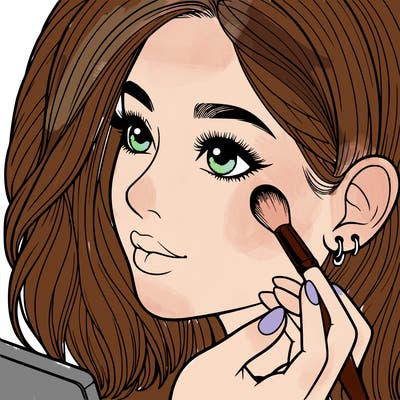 a realistic girl doing her makeup