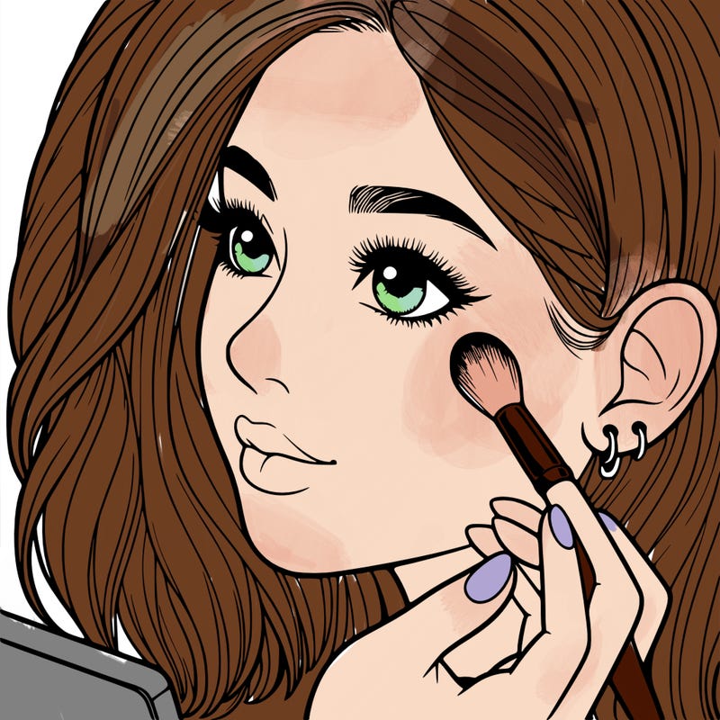 a realistic girl doing her makeup