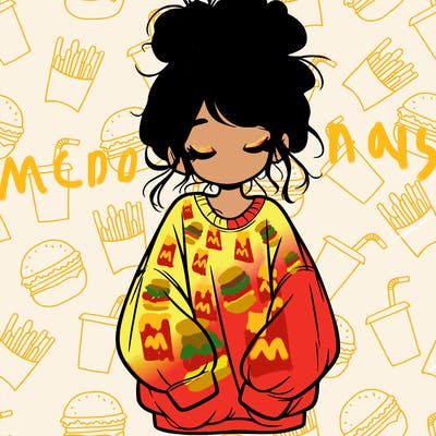 girl with baggy sweatshirt and messy bun