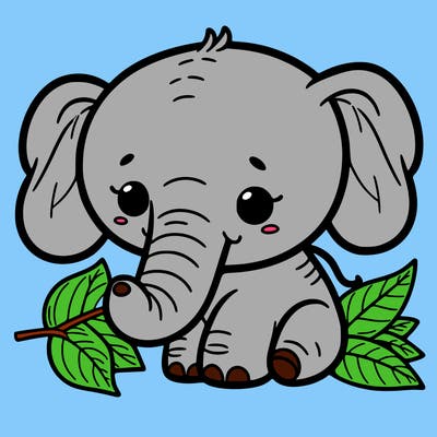 elephant eating a leaf