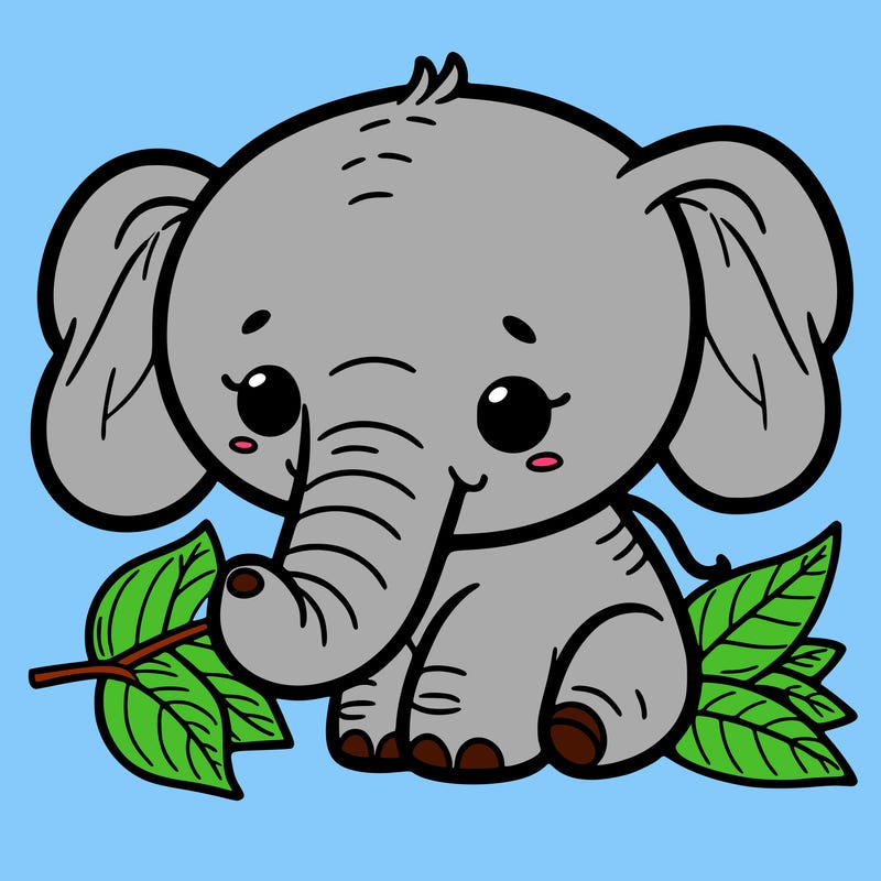 elephant eating a leaf