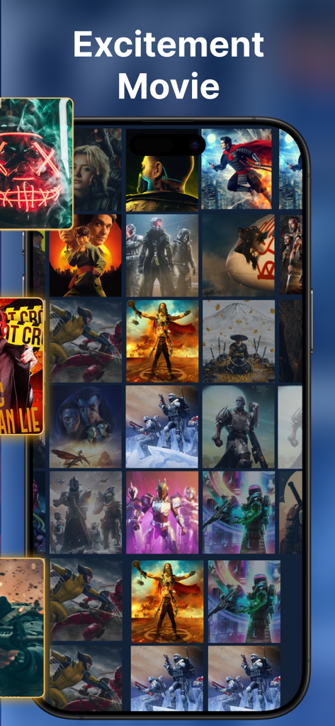 A grid of movie poster media references in the Movie Glossary app interface