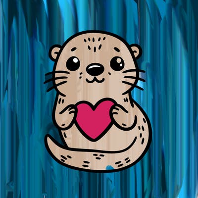 otter with a heart