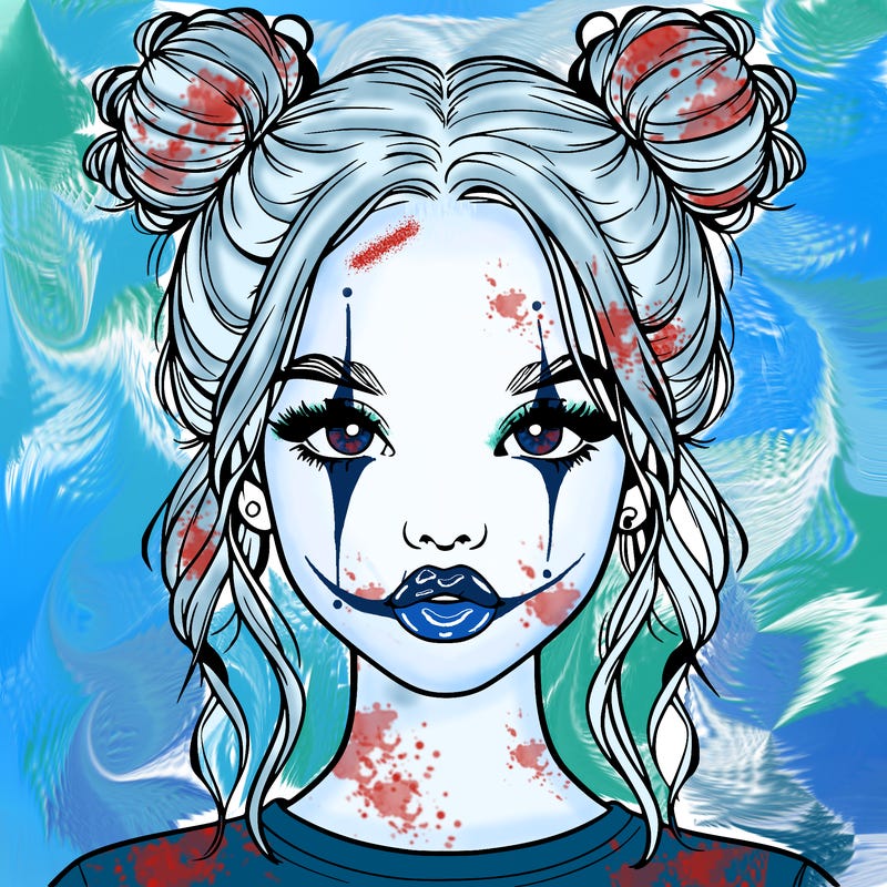 realistic girl with two buns in hair and lips