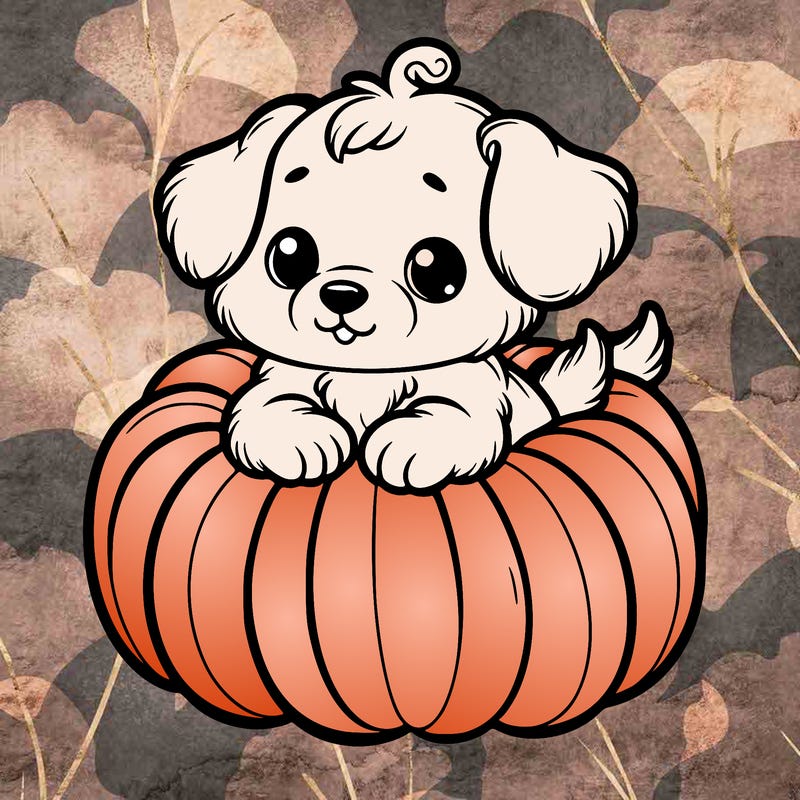 cute little puppy in a pumpkin