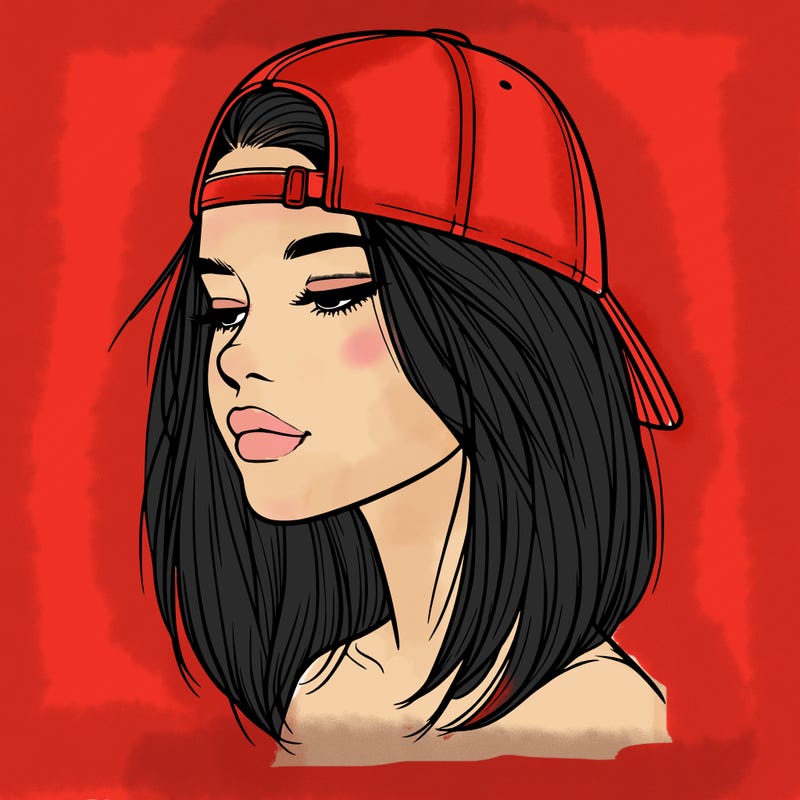 realistic  girl with a backwards hat