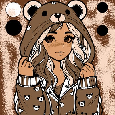 realistic girl in a animal pjs hoodie