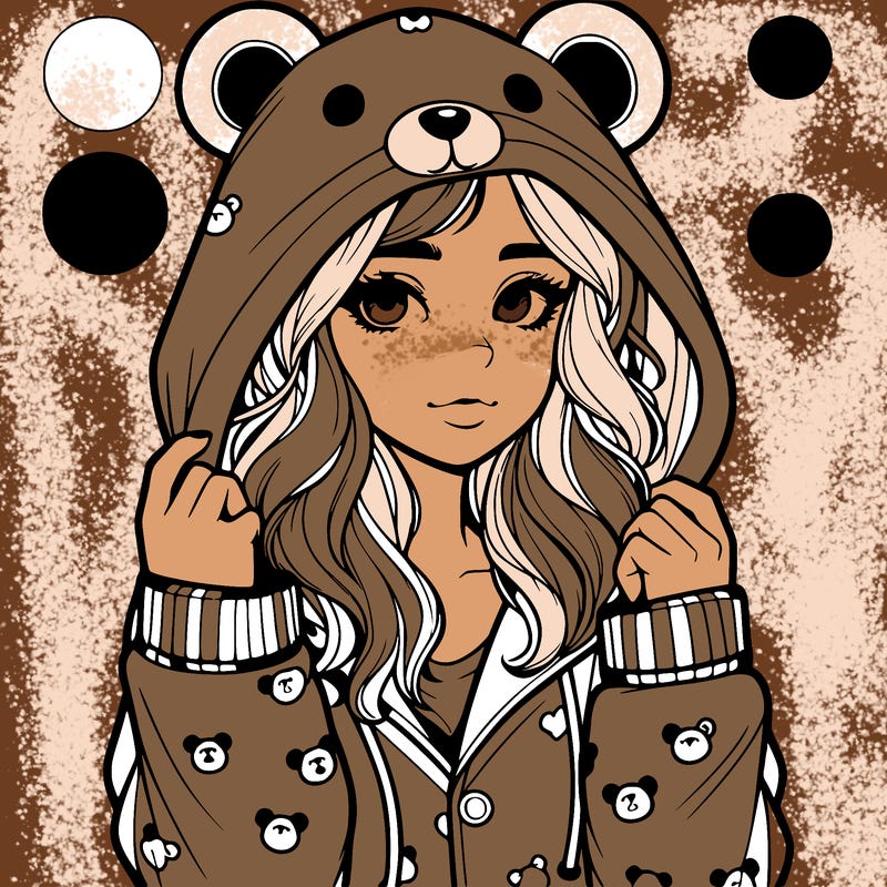 realistic girl in a animal pjs hoodie