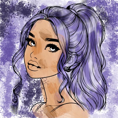 realistic girl with a ponytail on her hair and lips