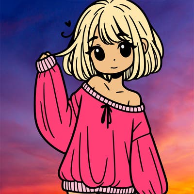 girl in baggy sweater hanging off her shoulder