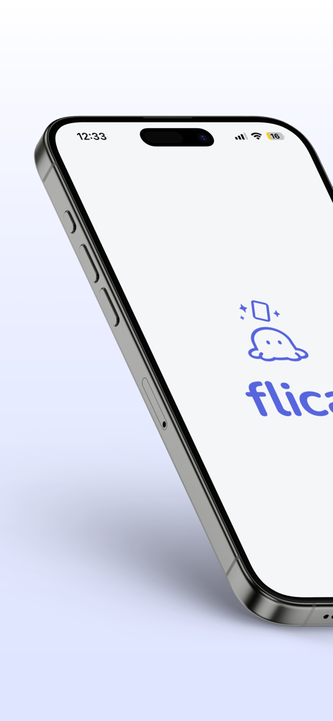 Flica - AI Flashcards - Écran d'accueil de l'application Flica AI Flashcards avec la mascotte sur un iPhone