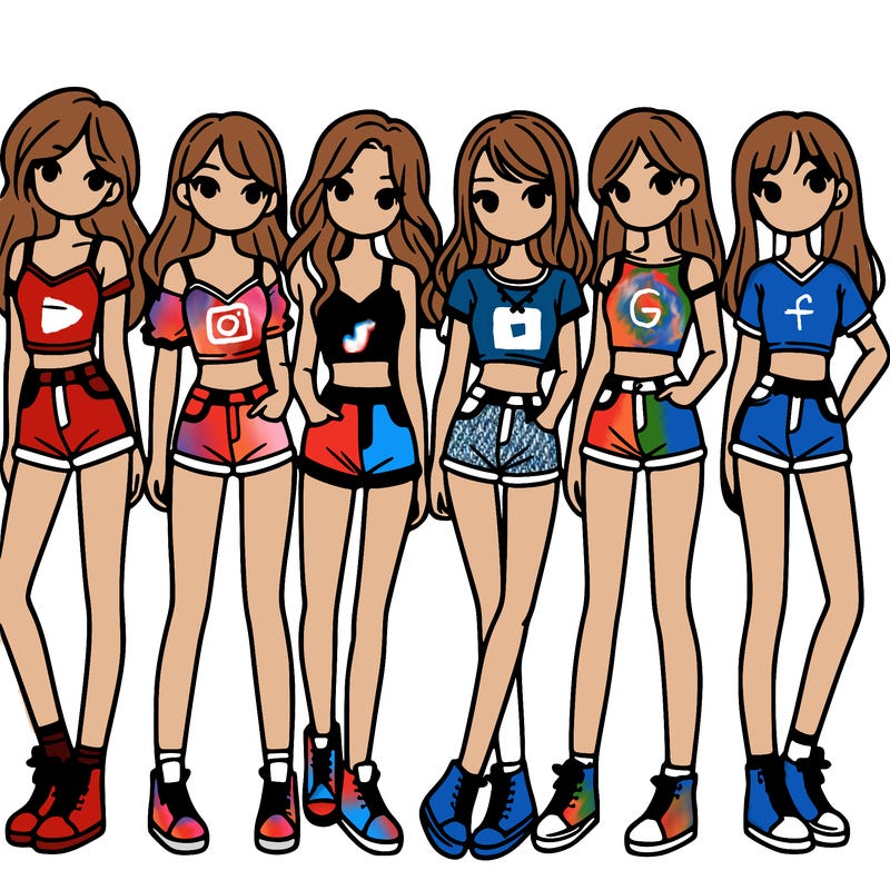 a group of girls wearing crop tops and shorts