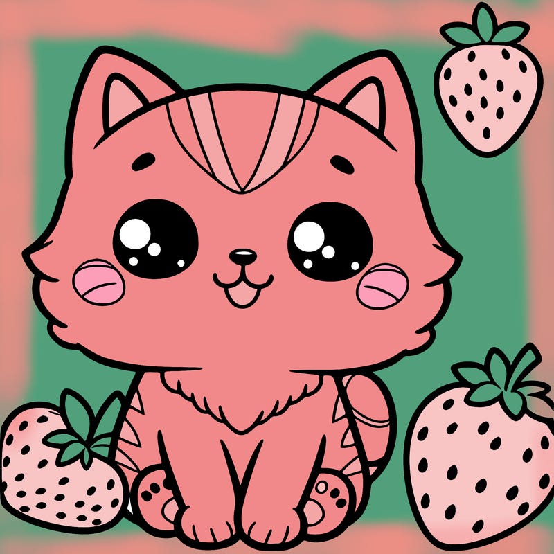 cat with the strawberry