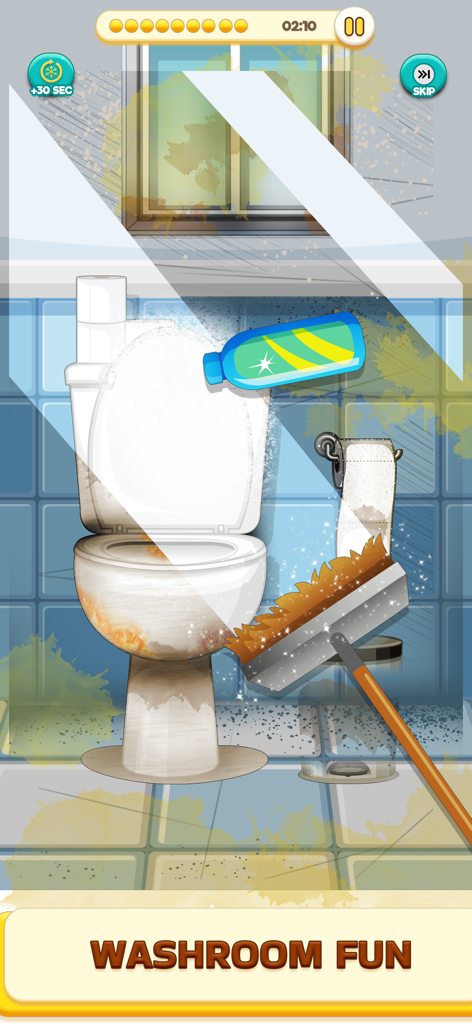 Satisfying Tidy ASMR Cleaning - Cleaning a toilet with a brush and detergent in the Satisfying Tidy ASMR game