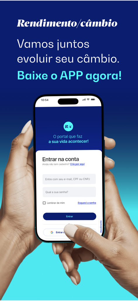 Rendimento Cambio Mobile App Login-Oberfläche auf einem Smartphone-Bildschirm
