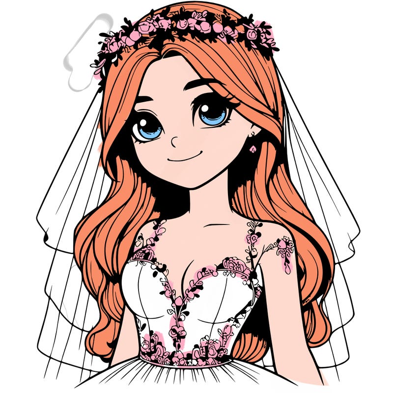 realistic girl in a wedding dress
