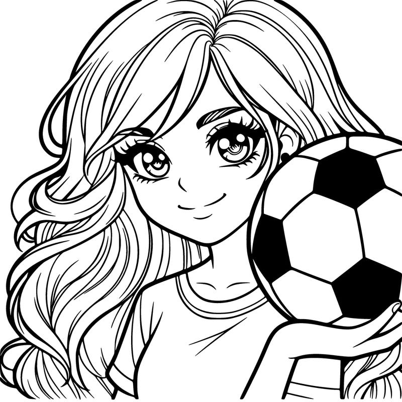 pretty teen girl holding soccer ball