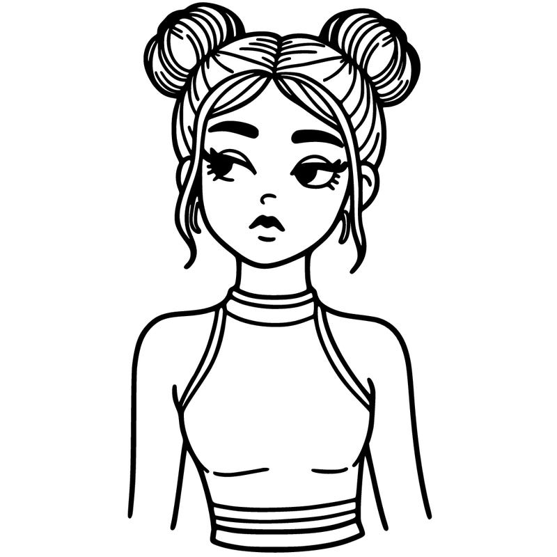 girl in croptop with space buns