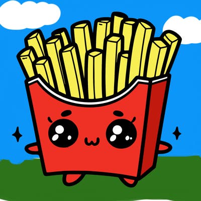 a cute. french fries