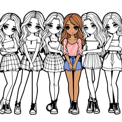 a group of girls realistic