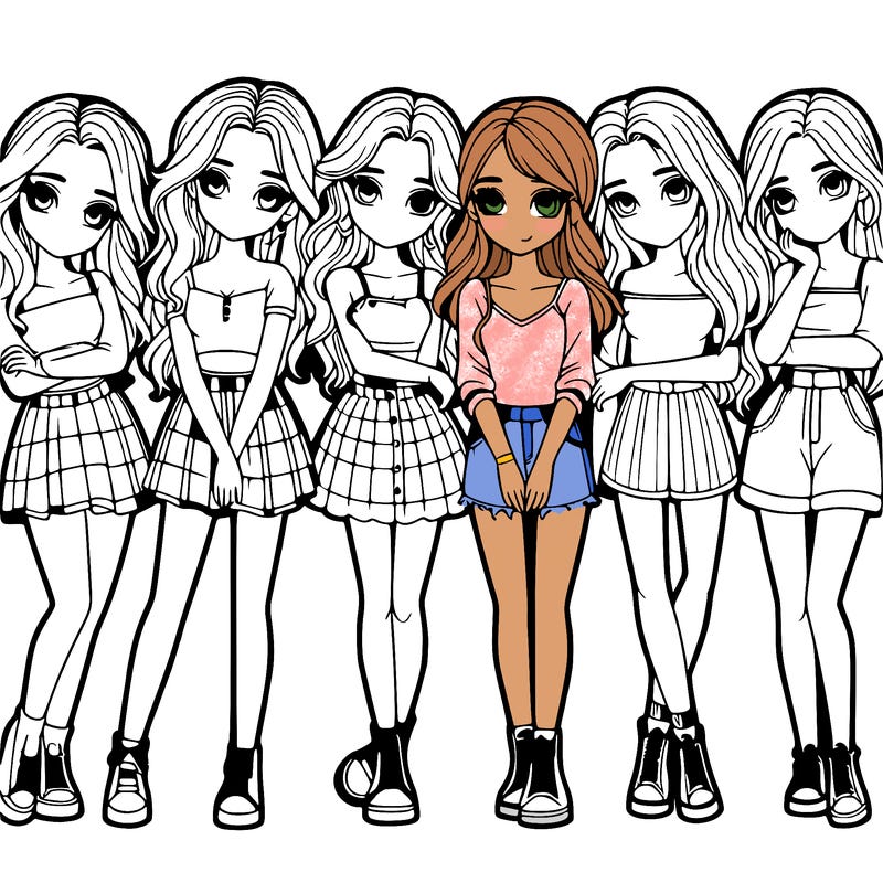 a group of girls realistic