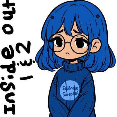 sad girl with glasses in a sweater