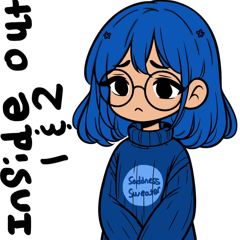sad girl with glasses in a sweater
