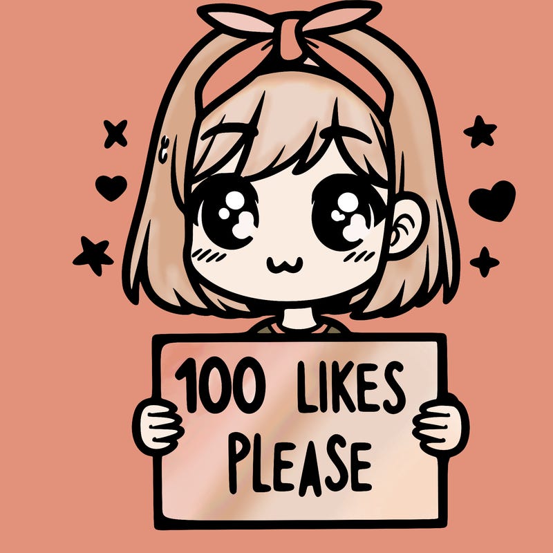 girl holding sign saying 100 likes please