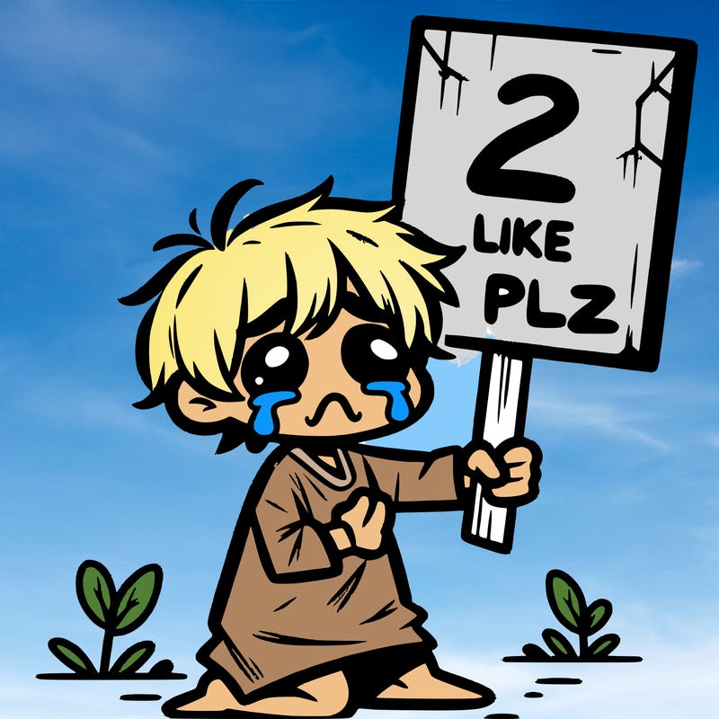small poor toddler crying with sign that says 2 like plz