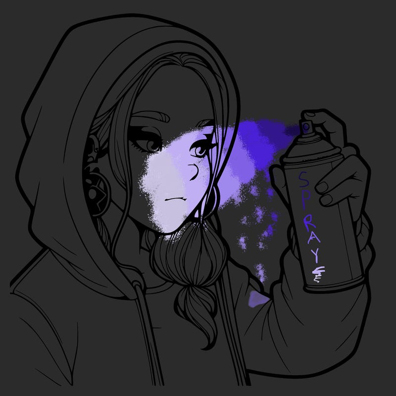 a realistic girl, spray painting