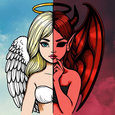 realistic angel half demon