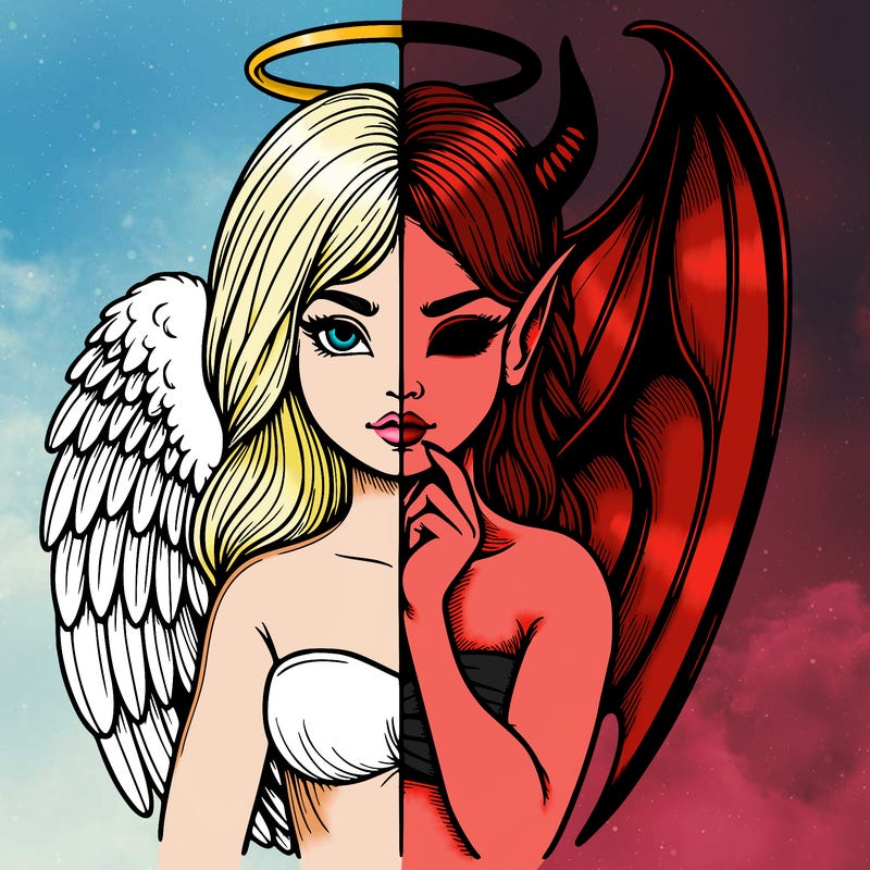 realistic angel half demon