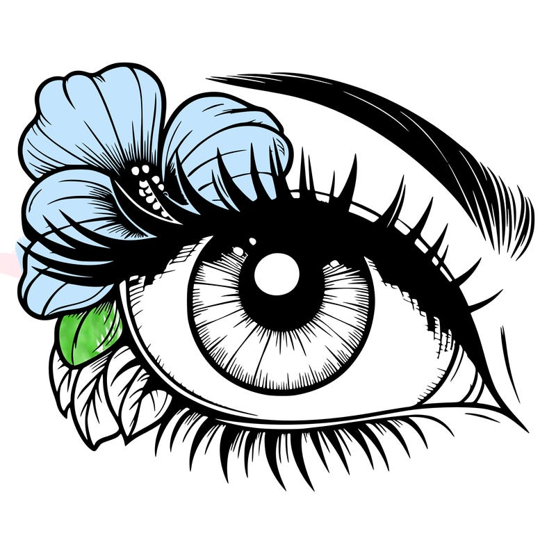 realistic eye with flower