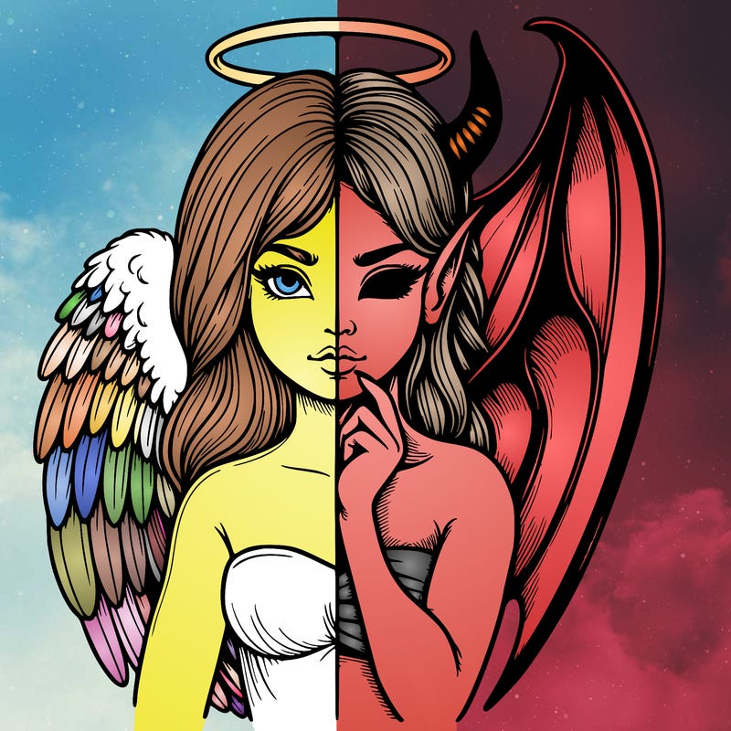 realistic angel half demon