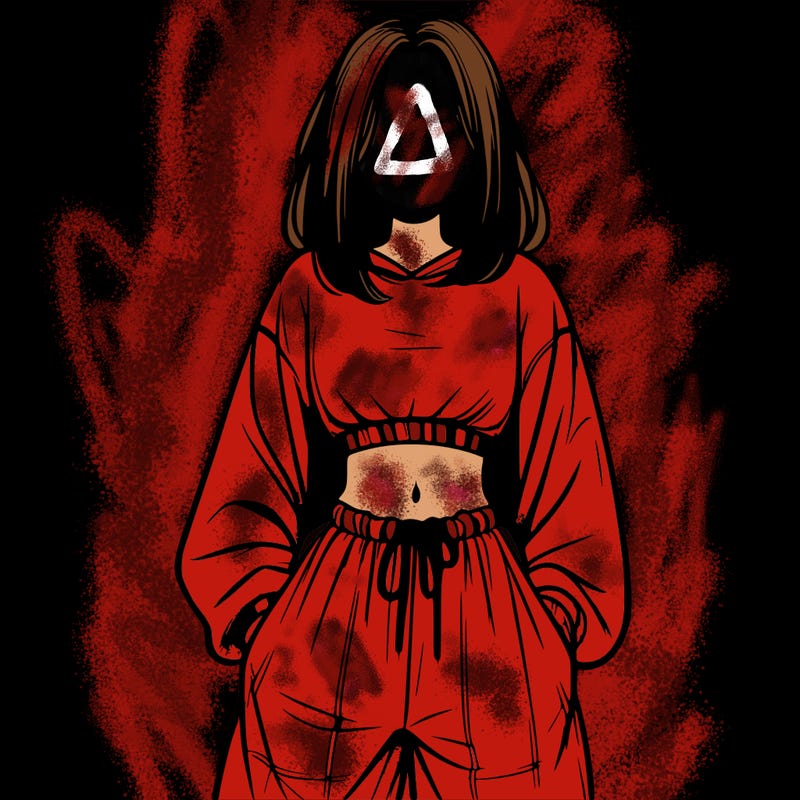 realistic girl faceless with baggy pants and a crop top