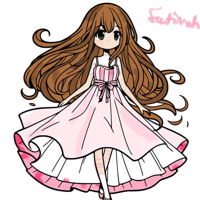 manga girl with a flowing dress