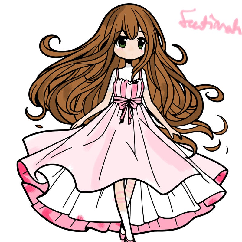 manga girl with a flowing dress