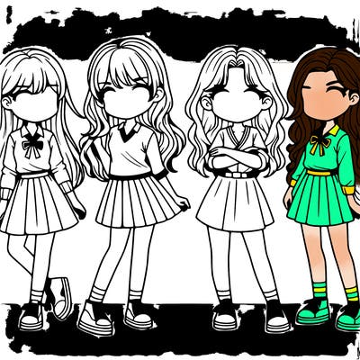 a group of girls realistic"