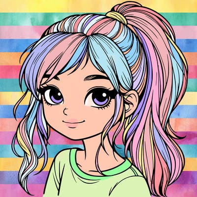 realistic girl with ponytail