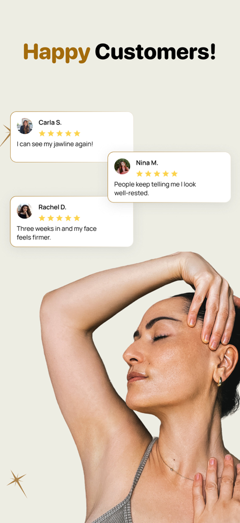 Le Glow Studio - Customer testimonials showing positive face yoga results and five star reviews for Le Glow Studio
